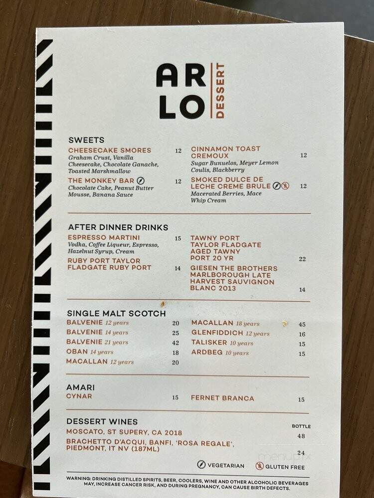 Arlo - San Diego, CA menu_pic