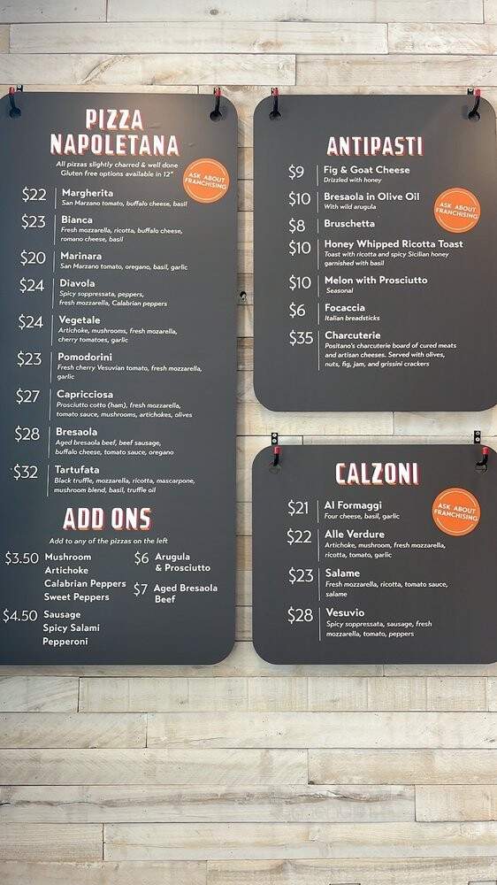 Positano Pizza Napoletana - Peachtree City, GA menu_pic