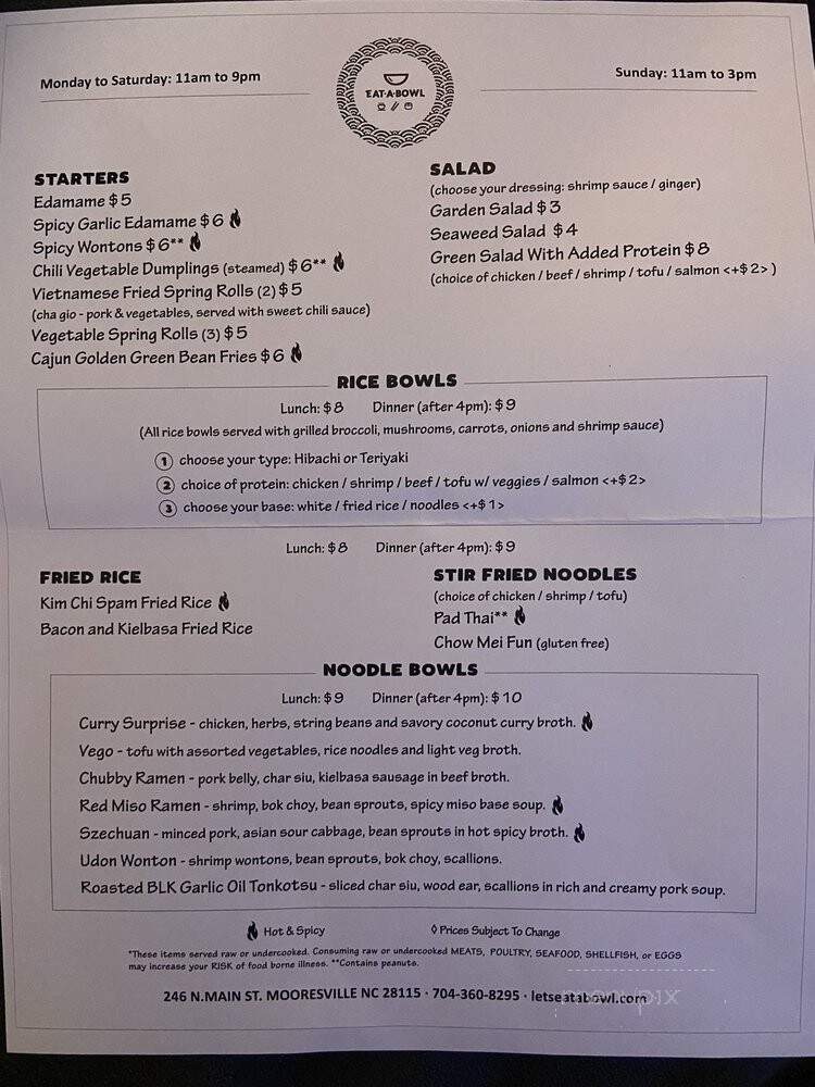 Eatabowl - Mooresville, NC menu_pic