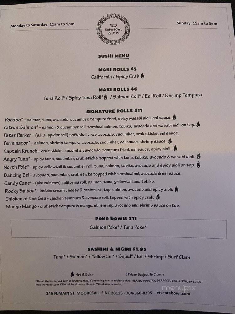 Eatabowl - Mooresville, NC menu_pic