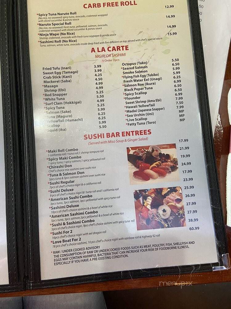 Ninja Sushi & Steak - Woodstock, GA menu_pic