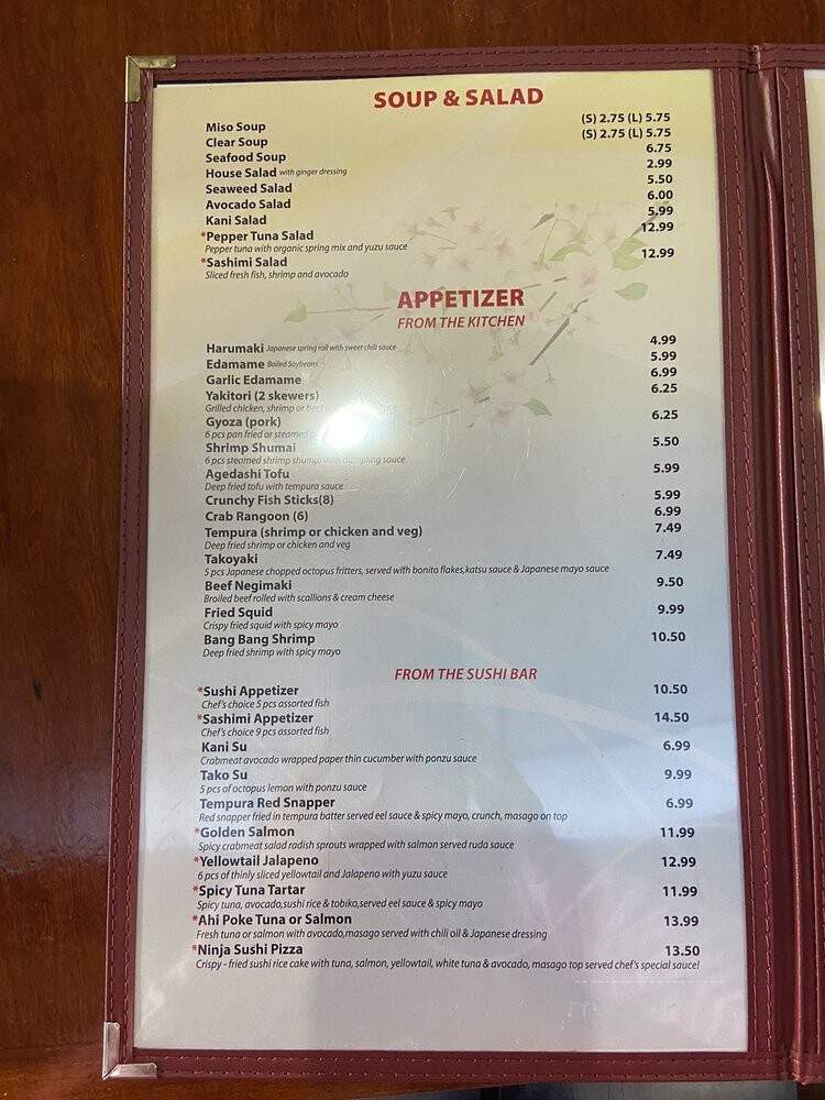 Ninja Sushi & Steak - Woodstock, GA menu_pic