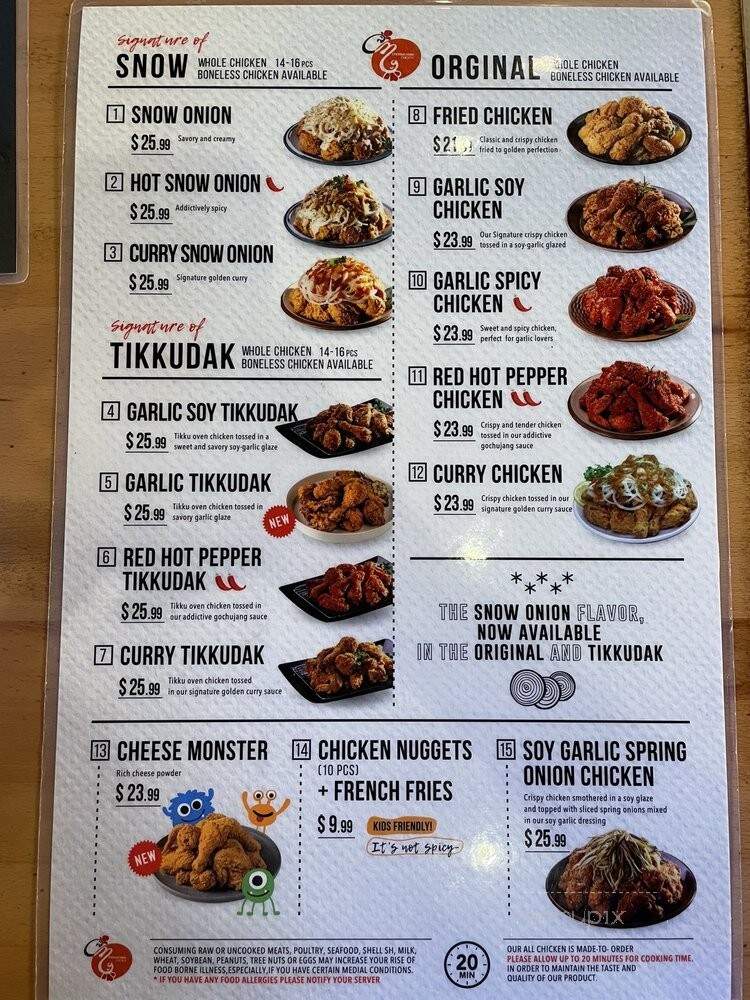 ChoongMan Chicken - Carrollton, TX menu_pic