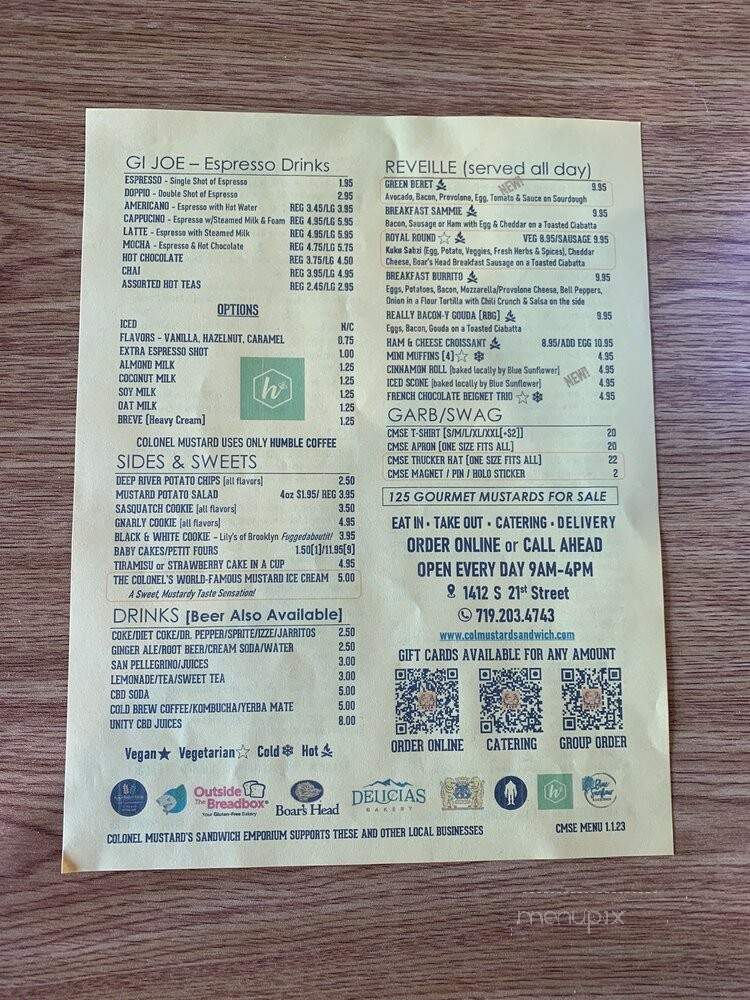 Colonel Mustard's Sandwich Emporium - Colorado Springs, CO menu_pic