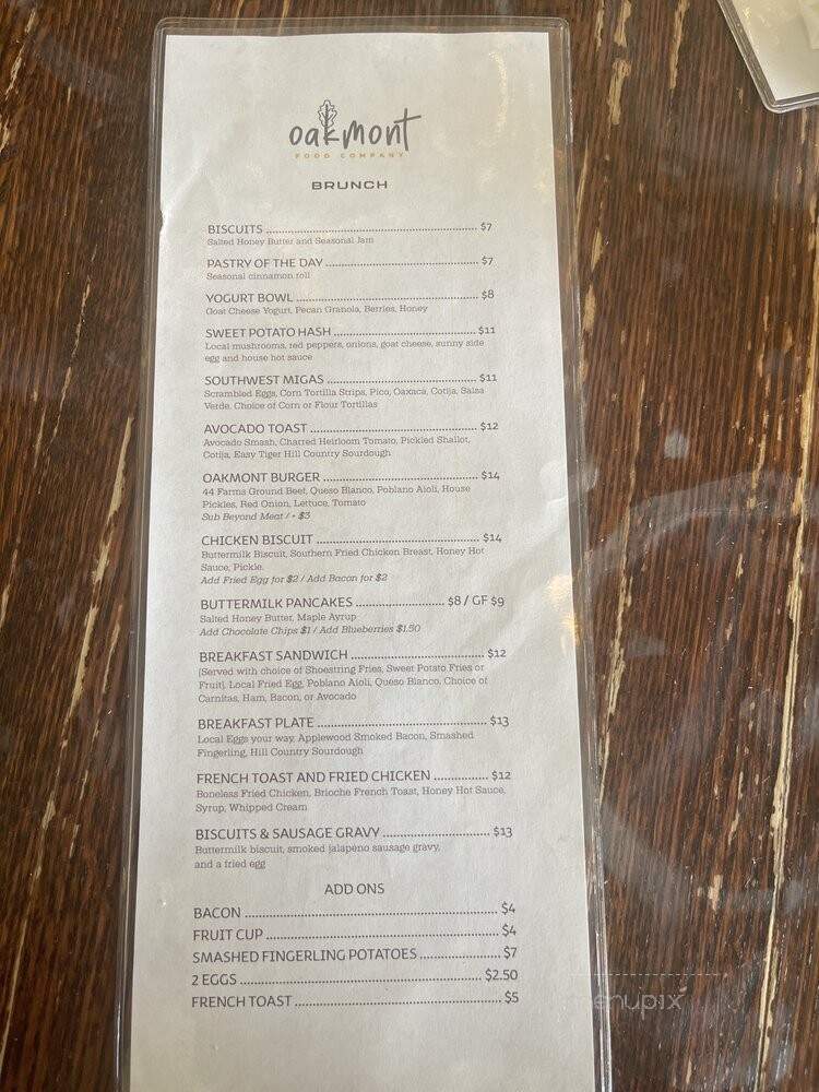 Oakmont Food - Austin, TX menu_pic