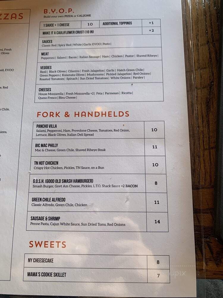 The Shack Slice & Brew - El Paso, TX menu_pic