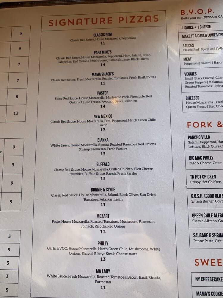 The Shack Slice & Brew - El Paso, TX menu_pic