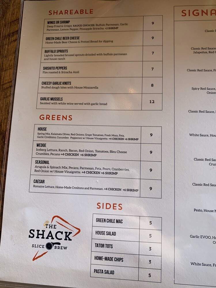 The Shack Slice & Brew - El Paso, TX menu_pic