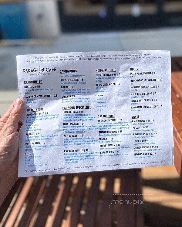 Paragon Cafe - Costa Mesa, CA menu_pic