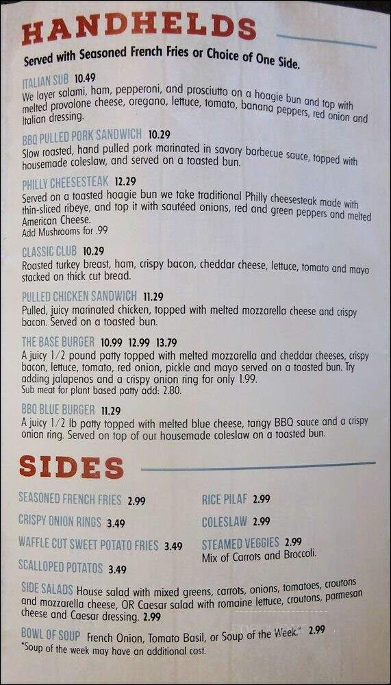 The Base Restaurant & Bar - Layton, UT menu_pic