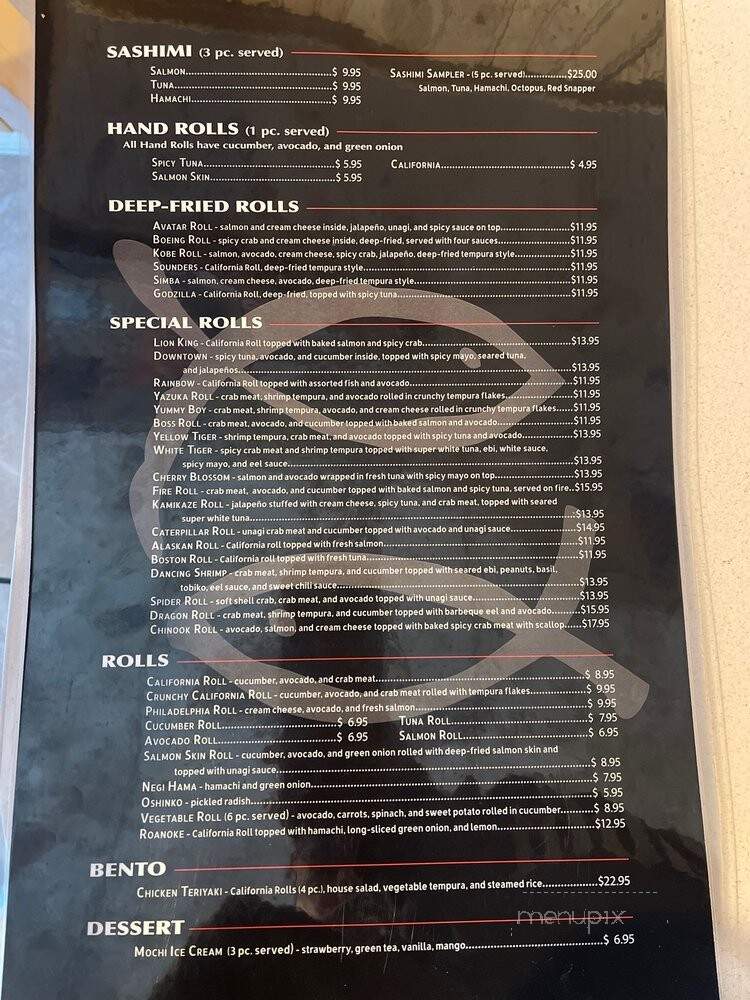 Chinook Sushi - Auburn, WA menu_pic