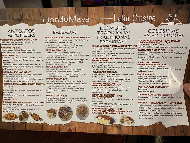 HonduMaya Latin Cuisine - Dallas, TX menu_pic