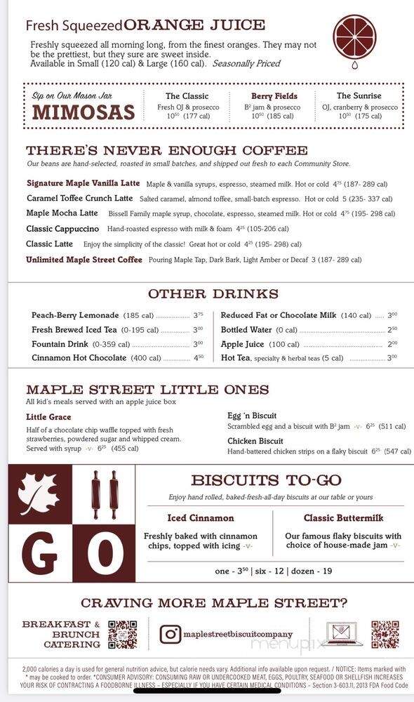 Maple Street Biscuit Company - Brentwood, TN menu_pic