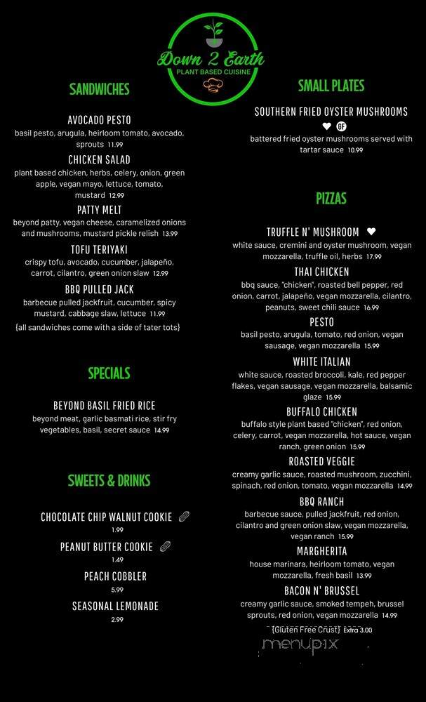 Down 2 Earth Plant Based Cuisine - Las Vegas, NV menu_pic