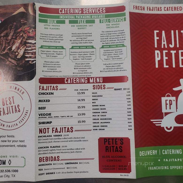 Fajita Pete's - League City, TX menu_pic