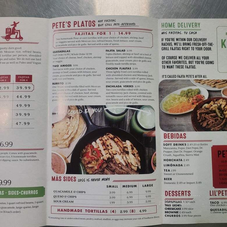 Fajita Pete's - League City, TX menu_pic
