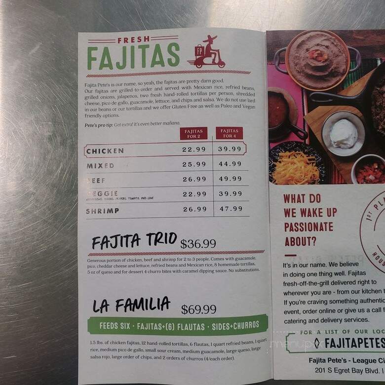 Fajita Pete's - League City, TX menu_pic