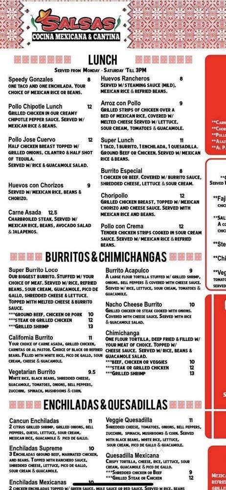 Salsas Cocina River City - Jacksonville, FL menu_pic