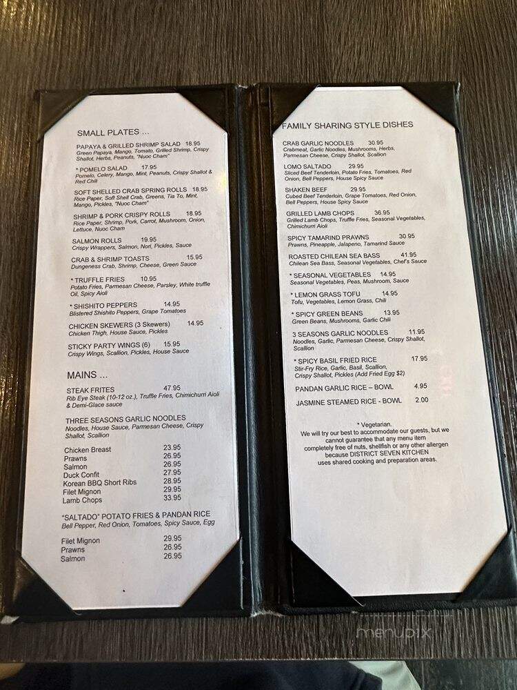 District Seven Kitchen - San Jose, CA menu_pic