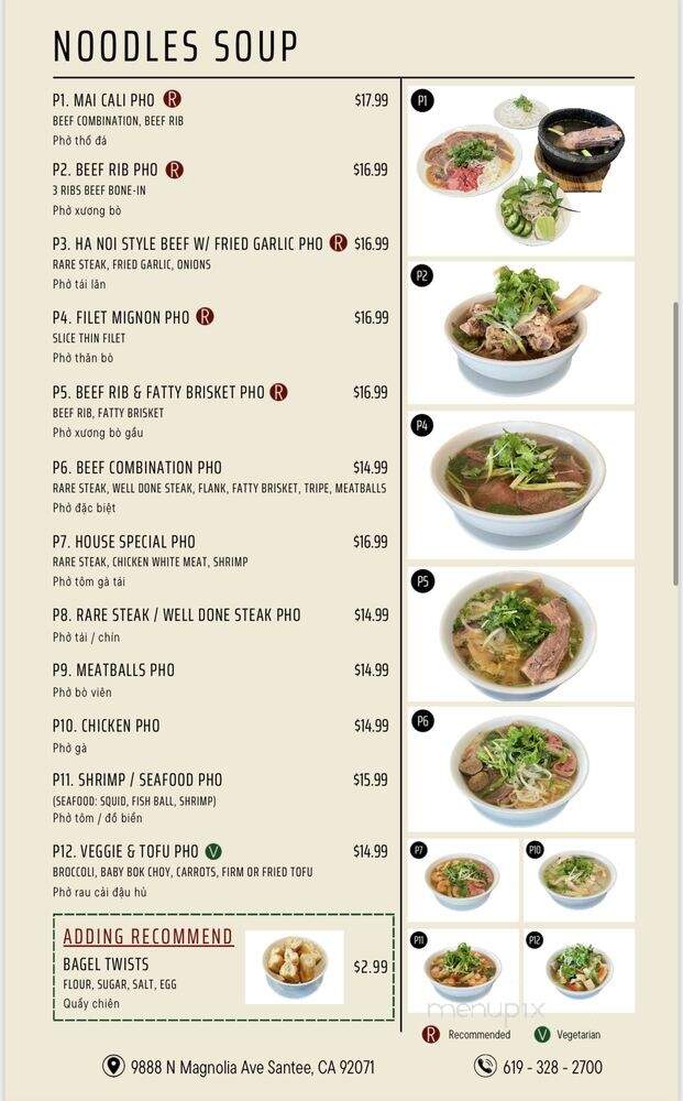 Pho Mai Cali - Santee, CA menu_pic