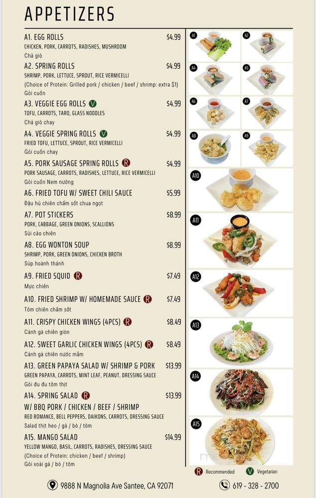 Pho Mai Cali - Santee, CA menu_pic