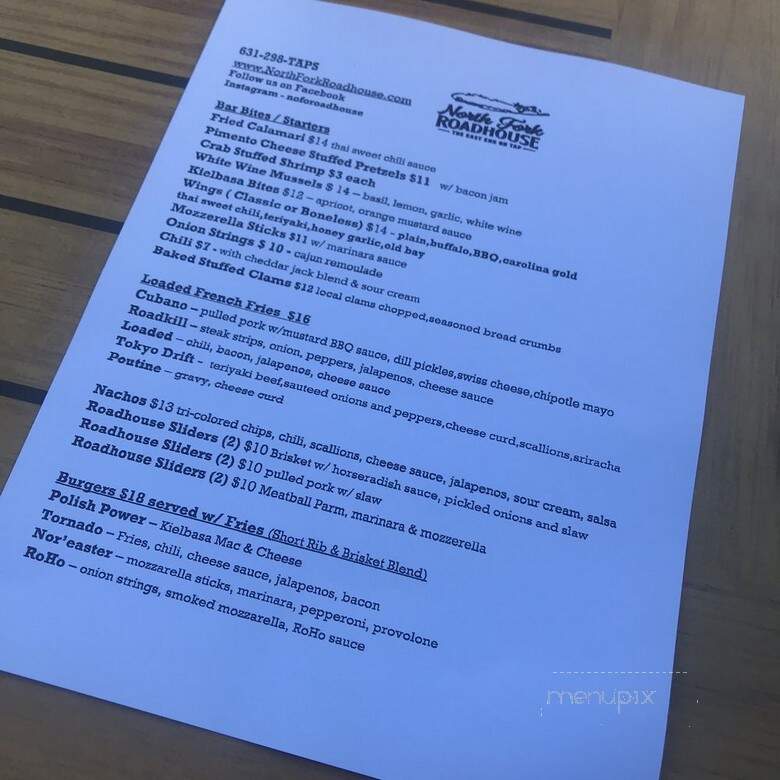 North Fork Roadhouse - Mattituck, NY menu_pic