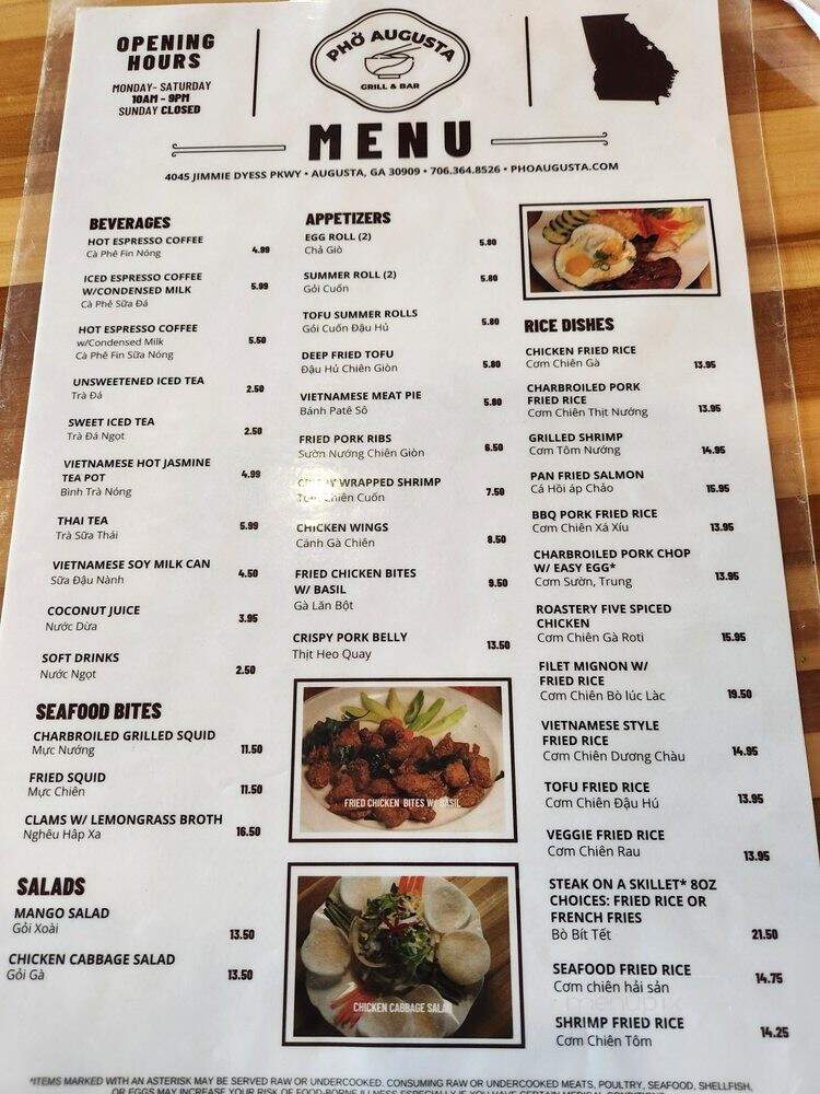 Pho Augusta Grill & Bar - Augusta, GA menu_pic
