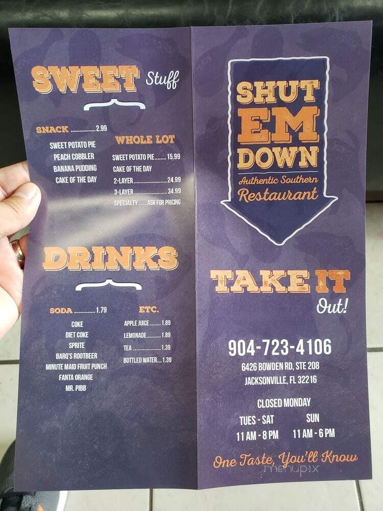 Shut Em Down ASR - Jacksonville, FL menu_pic