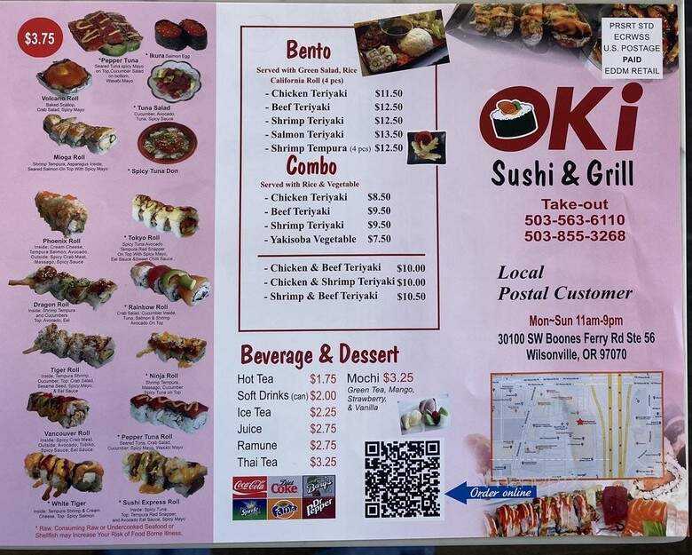 Oki Sushi and Grill - Wilsonville, OR menu_pic