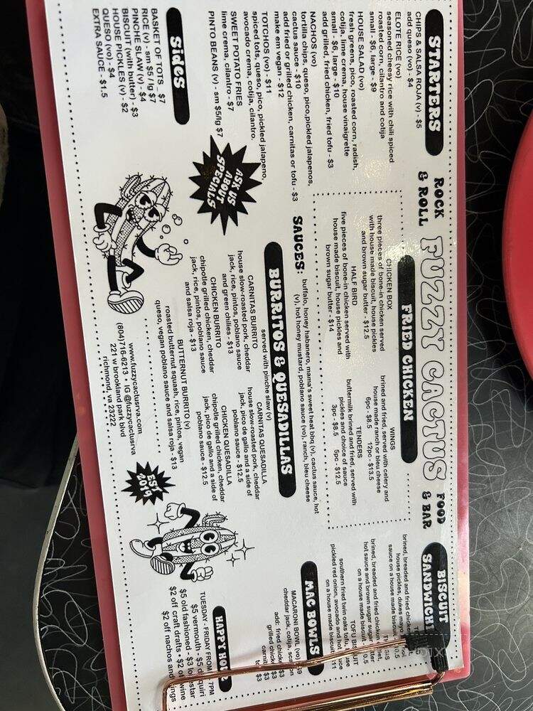 Fuzzy Cactus - Richmond, VA menu_pic