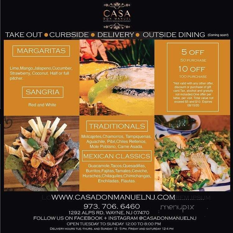 Casa Don Manuel - Wayne, NJ menu_pic