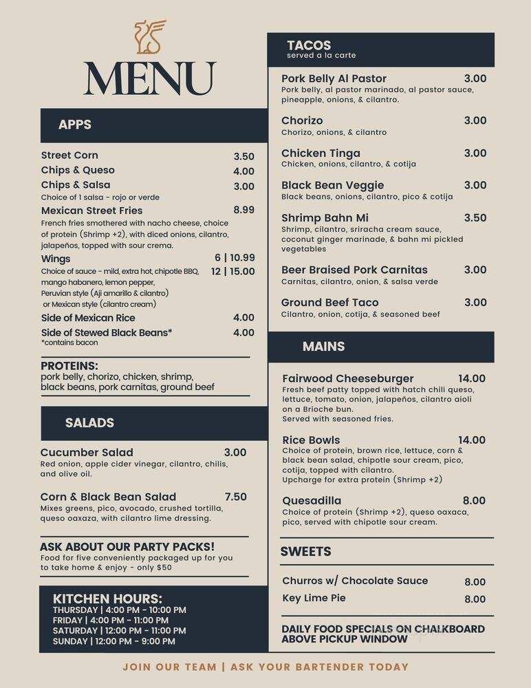 The Fairwood 226 - Charlotte, NC menu_pic