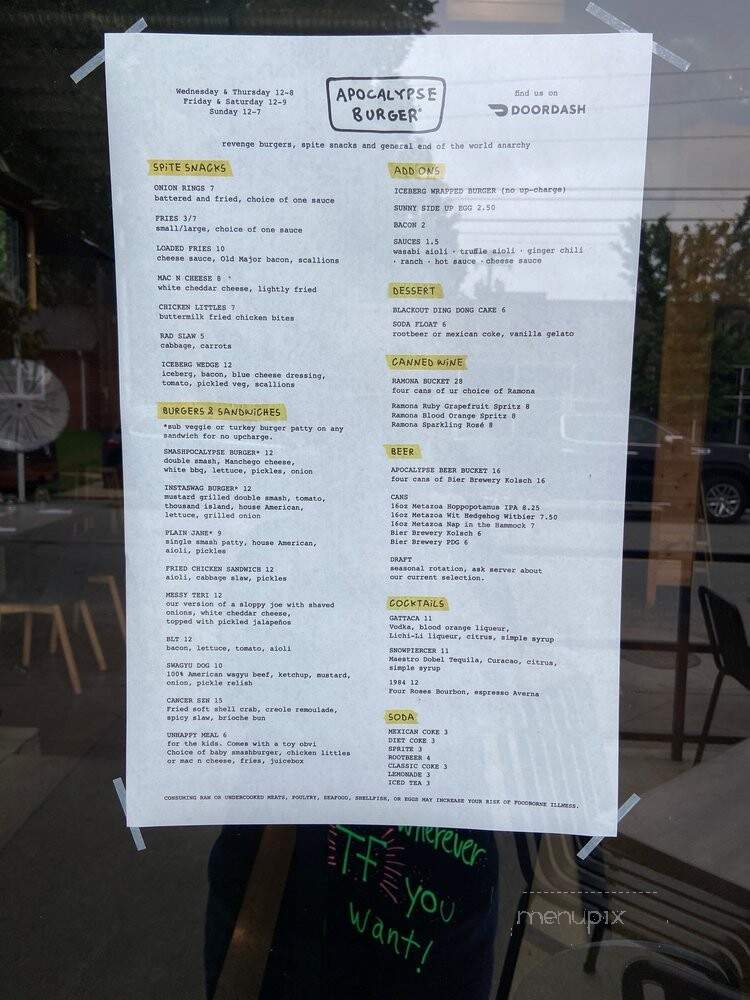 Apocalypse Burger - Indianapolis, IN menu_pic