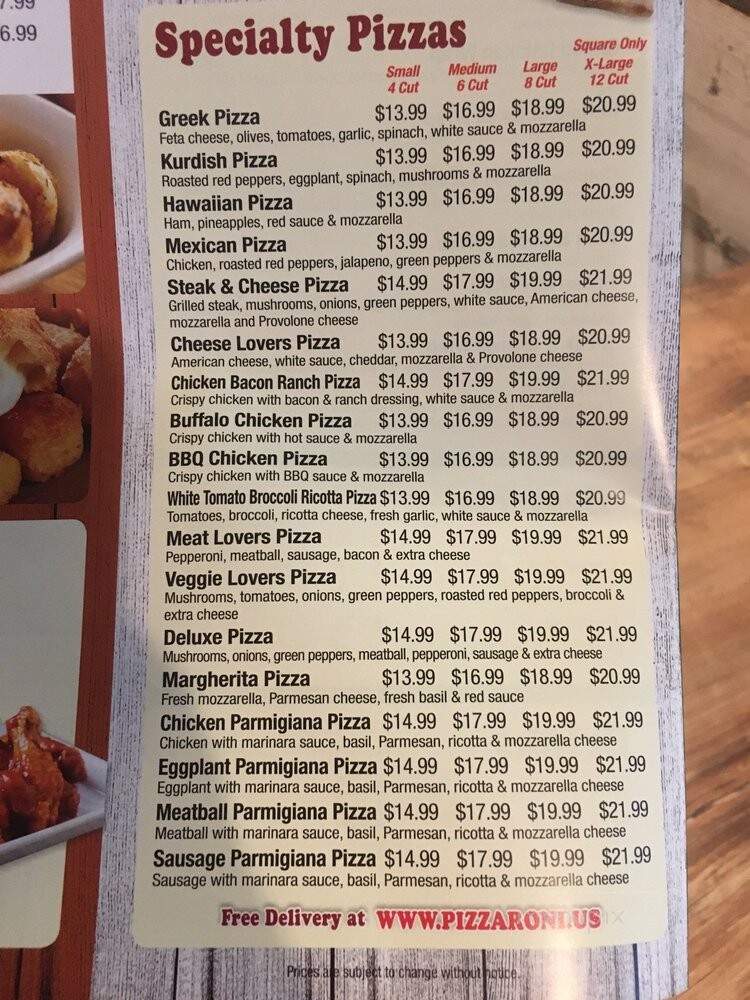 Pizza Roni - Vienna, VA menu_pic