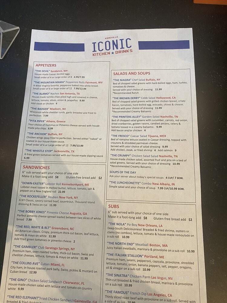 Iconic Kitchen & Drinks - Asheville, NC menu_pic