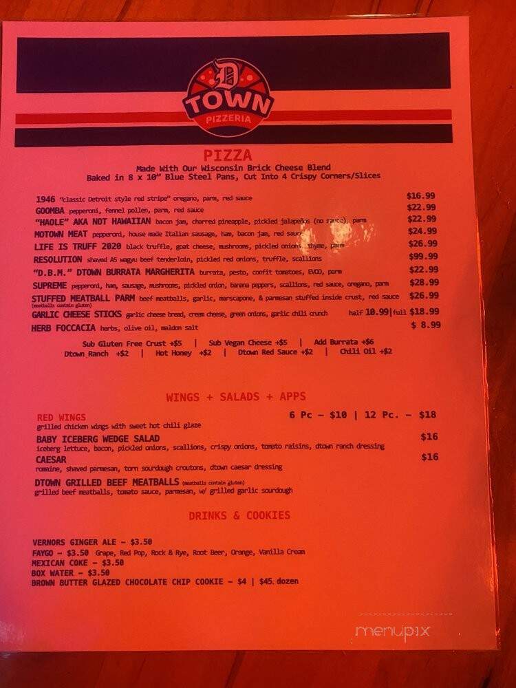 D Town Pizzeria - West Hollywood, CA menu_pic