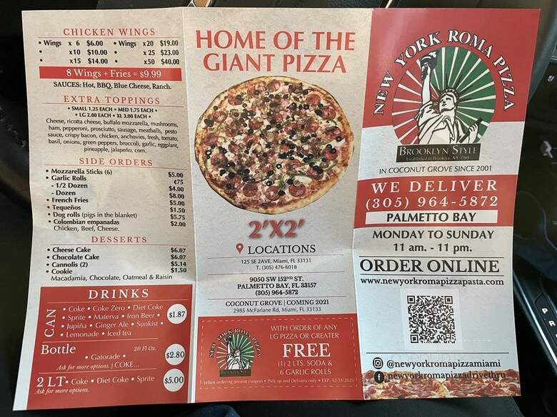 New York Roma Pizza Drive Thru - Palmetto Bay, FL menu_pic