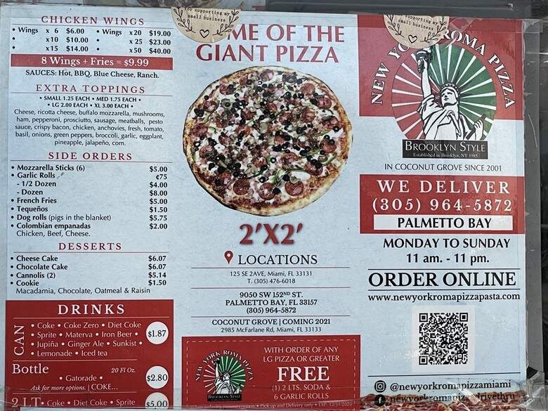 New York Roma Pizza Drive Thru - Palmetto Bay, FL menu_pic