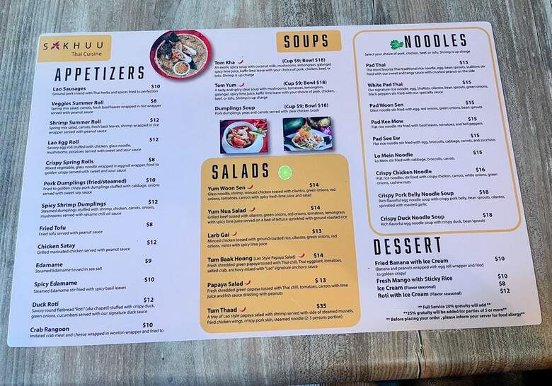 Sakhuu Thai - Richardson, TX menu_pic