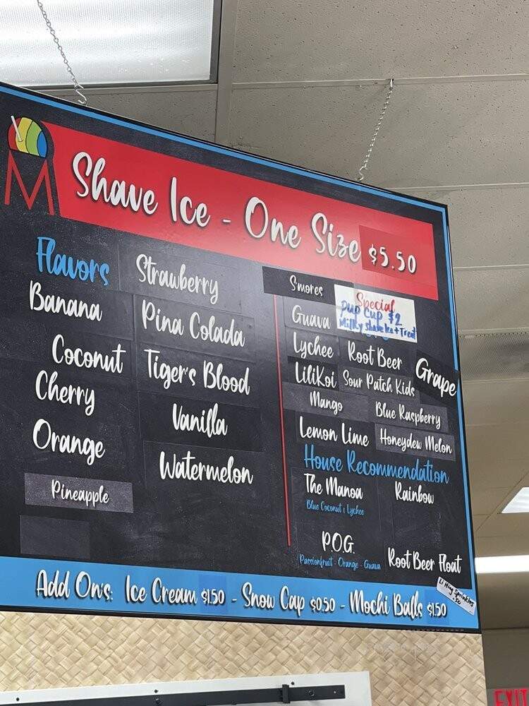 Manoa Shave Ice - Lake Oswego, OR menu_pic