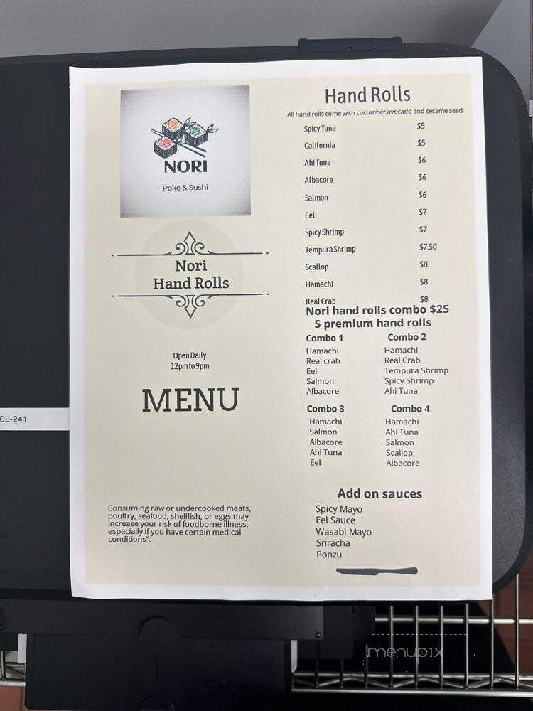 Nori Poke & Sushi - Huntington Beach, CA menu_pic