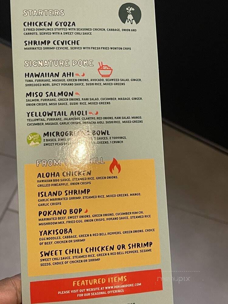 Pokano Poke Island Grill - Raleigh, NC menu_pic