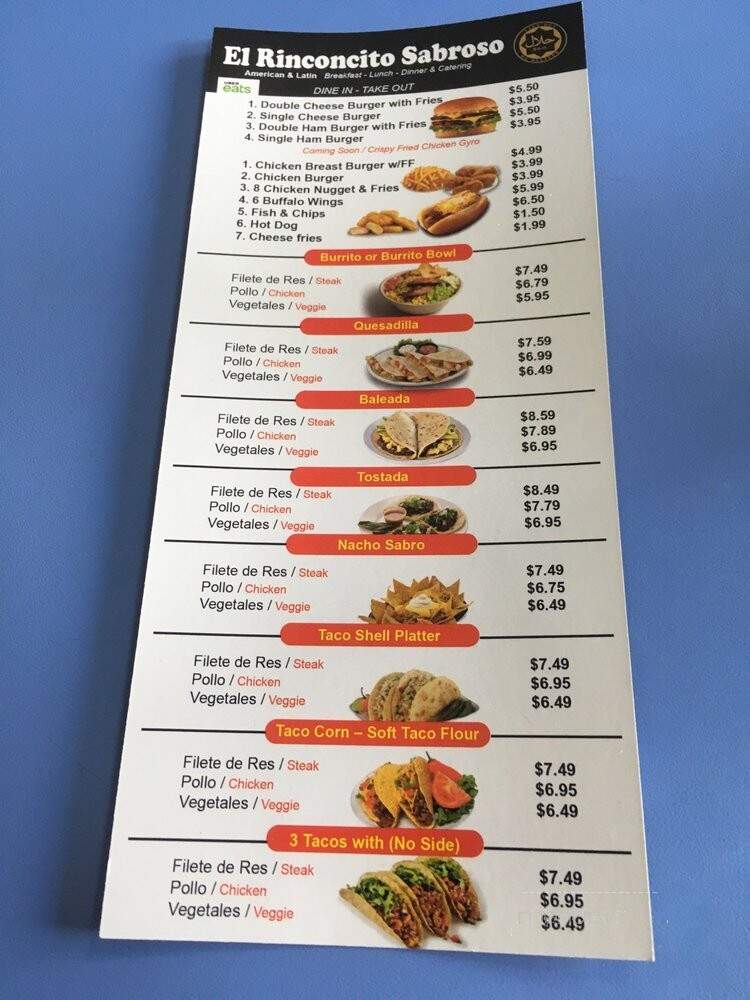 El Rinconcito Sabroso - Elizabeth, NJ menu_pic
