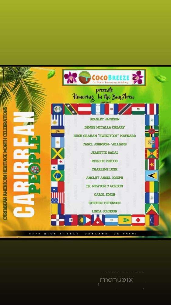 Cocobreeze Caribbean Restaurant and Bakery - Oakland, CA menu_pic