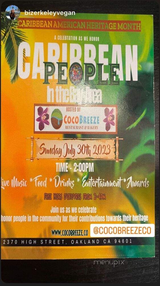 Cocobreeze Caribbean Restaurant and Bakery - Oakland, CA menu_pic