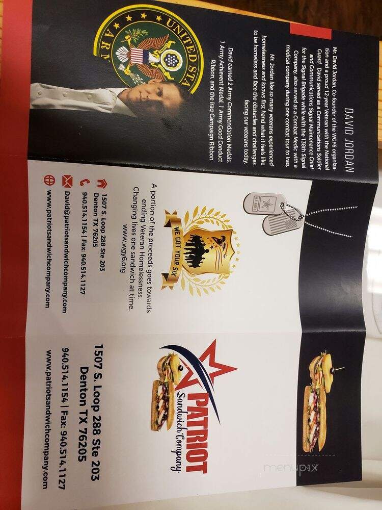 Patriot Sandwich Company - Denton, TX menu_pic
