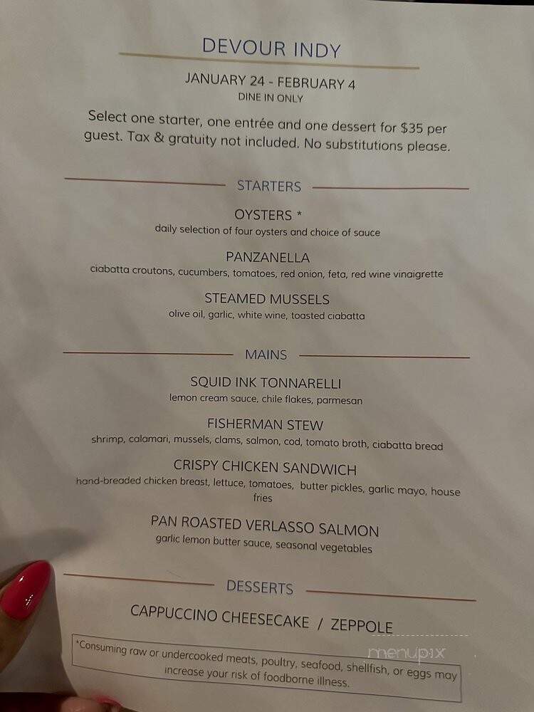 Blupoint Oyster House - Indianapolis, IN menu_pic