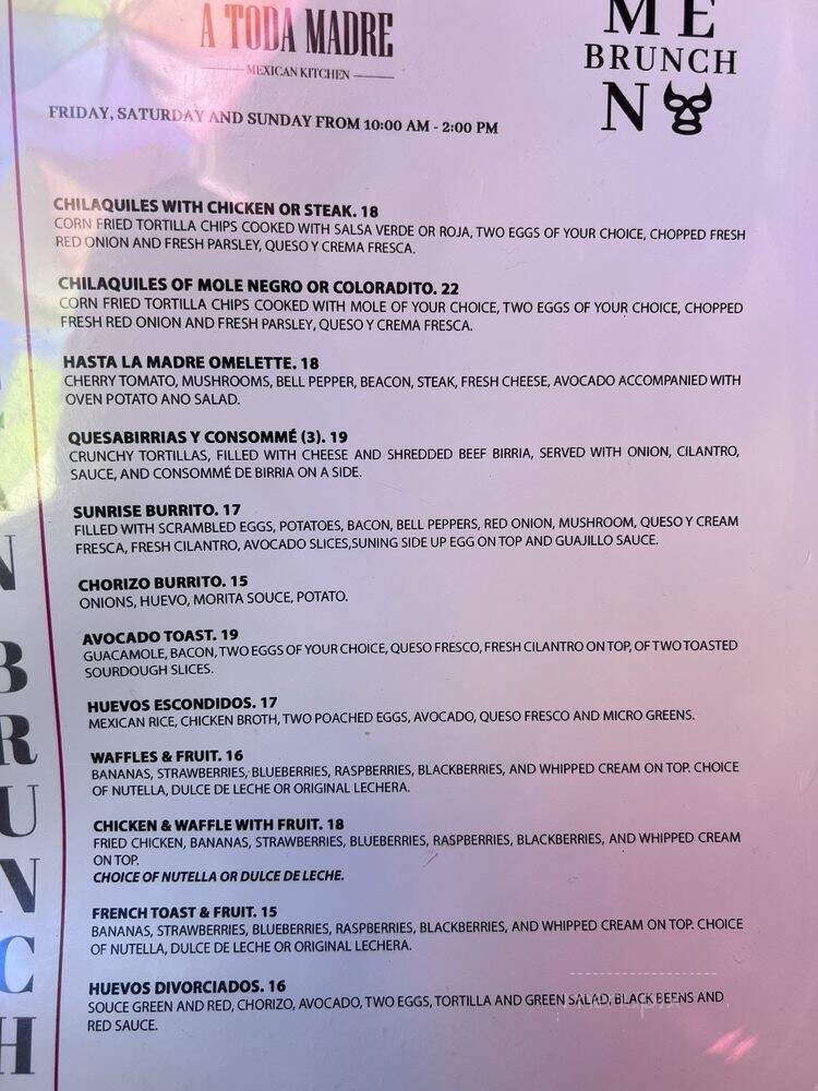 A Toda Madre - Whittier, CA menu_pic