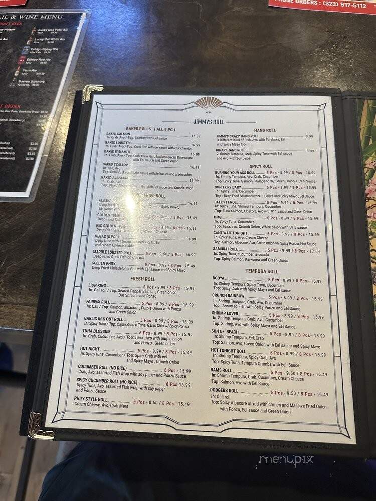 Kinari - Los Angeles, CA menu_pic