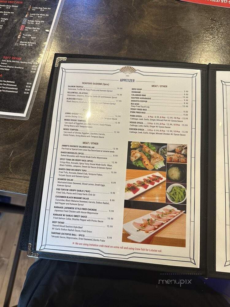 Kinari - Los Angeles, CA menu_pic